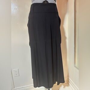 DKNY 90% Silk Wide-Leg Overlay Palazzo Skirt Black (Size 8)
